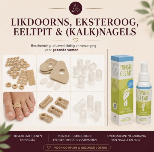 Likdoorns, eksteroog, eeltpit en bestrijding schimmel (kalk)nagels